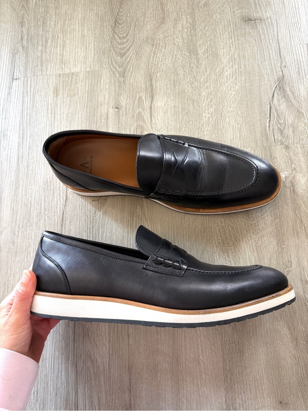 Aquatalia Pearson Black Leather Weatherproof Loafer 11.5 men’s